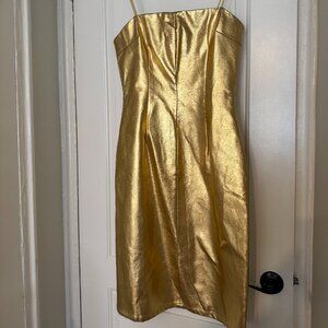 Fashion Brand Company Gold Metallic Pleather Dress size L *with matching gloves*